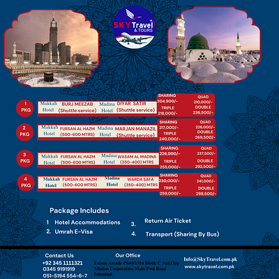 umrah packages For Sky Travel & Tours branding graphic design logo typography