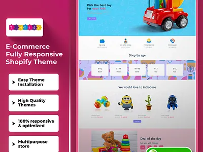 Tinyisfy - Multipurpose Premium Kids toy shop E-commerce Shopify css3 design html5 responsive design shopify shopify theme web design