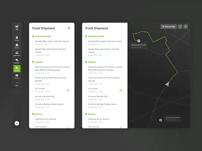 Smartwatch Production Logistics - Tracking Components components live tracking logistics management navbar navigation production shipment shipment tracking smartwatch manufacturing smartwatch production tracking transport ui ux wearable