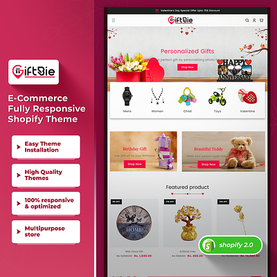 Giftbie - Gift Shop & Multipurpose Shopify 2.0 Theme css3 design html5 responsive design shopify shopify theme web design