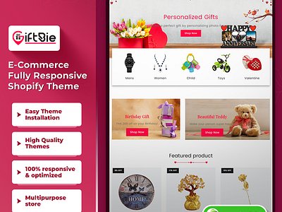 Giftbie - Gift Shop & Multipurpose Shopify 2.0 Theme css3 design html5 responsive design shopify shopify theme web design