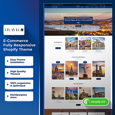 Travelo - Travel, Tours, and Tourism Agency Shopify 2.0 Theme css3 design html5 responsive design shopify shopify theme web design