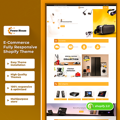 Powerhouse - Electronic and Mobile Responsive Shopify 2.0 Theme css3 design html5 responsive design shopify shopify theme web design