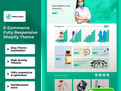Medico - Health and Medicine Store Shopify Responsive Theme css3 design html5 responsive design shopify shopify theme web design