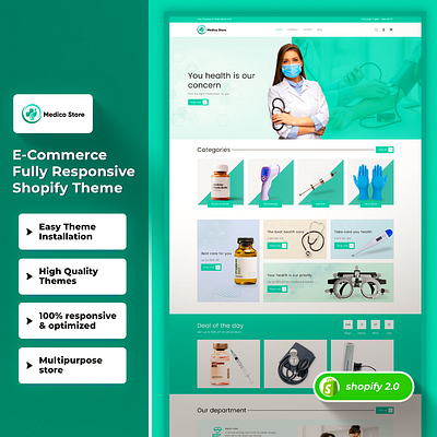 Medico - Health and Medicine Store Shopify Responsive Theme css3 design html5 responsive design shopify shopify theme web design