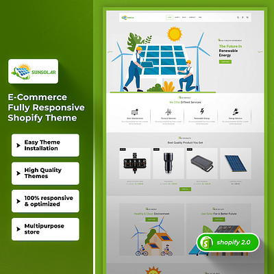 Sunsolar - Solar Energy eCommerce Modern Premium Shopify Theme css3 design html5 responsive design shopify shopify theme web design