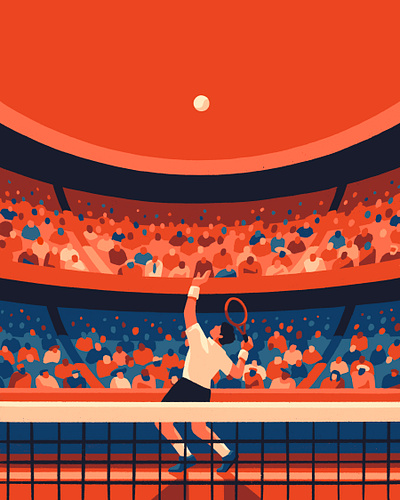 Match Point art artist french open grand slam illustration illustrator kith priya mistry roland garros sport sport illustration sports sports illustration sunset tennis wilson