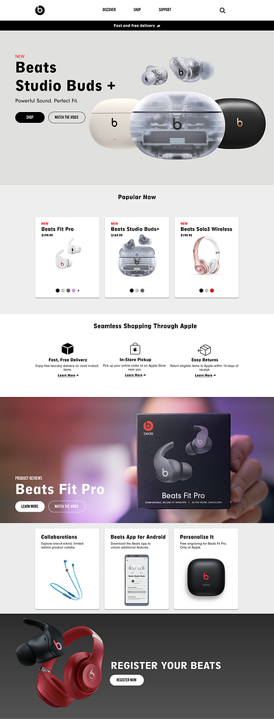 Beats Redesign- Ecommerce app design landing page ui design uiux