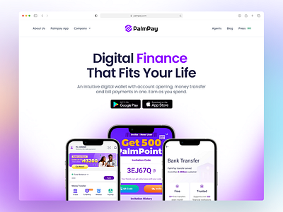 Palmpay.com Landing Page Redesign UI/UX appdesign figma fintech interface landingpage layout productdesign prototype ui uiux uxdesign webdesign