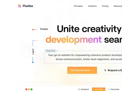 Pixelize Hero Section design hero hero page landing page layout log in logo product design ui user interface ux web design