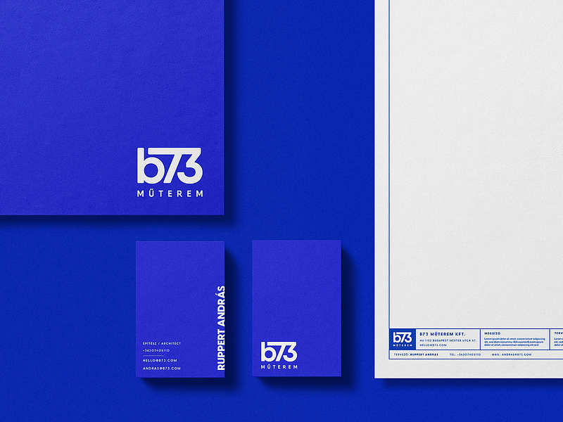 B73 architect architecture b73 blue brand branding hunap hunapstudio identity indigo logo stationery