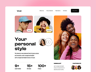 Vivid | Fashion Landing Page apparel clean clothes clothing design e commerce ecommerce home page landing page minimal modern online shop sport store ui web web design webdesign website website design