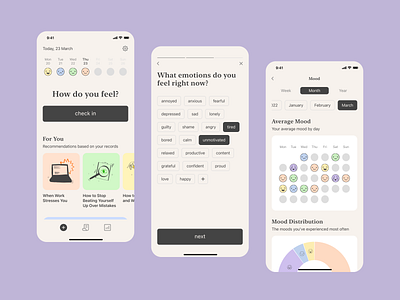 Journal App for Therapy and Mental Health app diary healthcare ios app journal meditation mental health mindfulness mobile therapy ui wellness