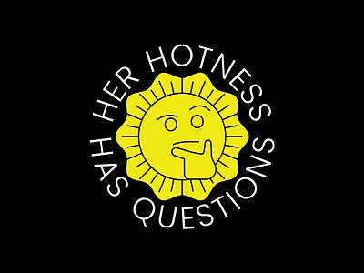 Her Hotness Has Questions badge climate illustration illustrator logo solar sun