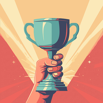 Winner Cup - Hand holding a winning cup - PNG Vector contest design graphic design illustration logo ui vector winner winning winning cup