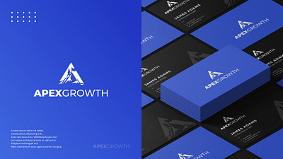 ApexGrowth Logo Design & Business Card adventure app branding design financial graphic design hiking illustration logo masculine minimal modern mountain nepal sale sports startup ui