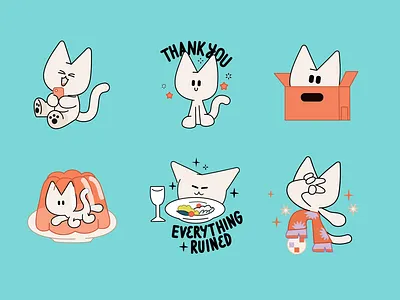 Akia Cat Stickers animation branding graphic design illustration motion design startup startup design stickers ui ui animation ui illustration web web illustration