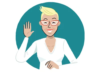 Peoplehawk Illustrations – Sally bluechip cartoon corporate design editorial happy illustration professional recruitment retro vector website