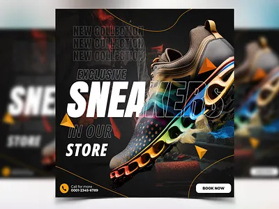 Social Media Flyer Banner Ad Design Photoshop Shoes Sneakers poster shoes sneakers