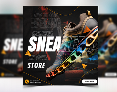 Social Media Flyer Banner Ad Design Photoshop Shoes Sneakers poster shoes sneakers