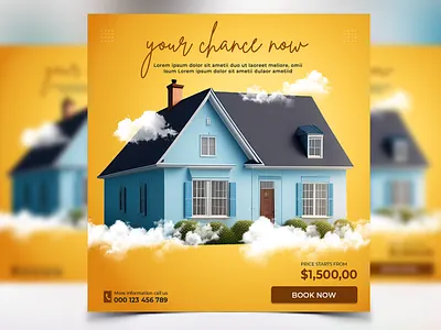 Social Media Flyer Banner Ad Design Photoshop Real Estate House home house poster real estate