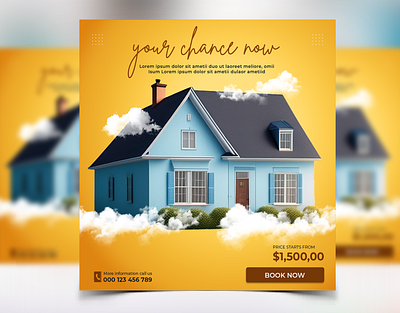 Social Media Flyer Banner Ad Design Photoshop Real Estate House home house poster real estate