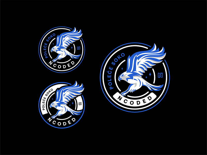 Ncoded badges american animal badge bird branding design eagle falcon fly font graphic design head icon icon set illustration logo mascote symbol typo vector