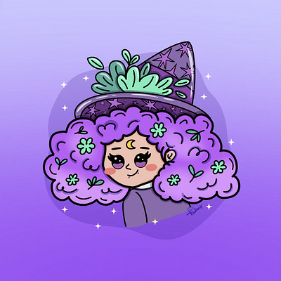 Witched girl art artwork cute digital illustration drawing girl illustration kawaii purple witch witched