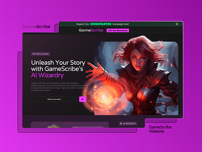 GameScribe - Website animation brand branding dd design designer dnd graphic graphic design grid illustration pink ui web design webflow website