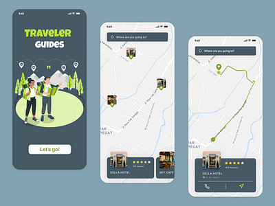 Daily UI #029 - Map 029 app apple cafe daily ui challenge dailyui design green hotel illustration location map mobile navigation restaurant social network ui uidesign ux vector