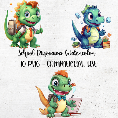 School Dinosaurs Watercolor Clipart back to school clipart design dinosaurs graphic design illustration png school dinosaurs transparent background watercolor