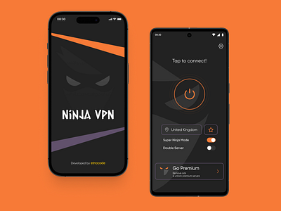 Ninja VPN - iOS/Android App android app app design concept concept design design etnocode ios mobile app mobile application ninja ninja vpn ui ui design uikit mobile ux vpn vpn app vpn connection