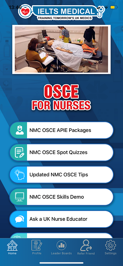 OSCE for Nurses to offer study material to possible aspirants app design ui