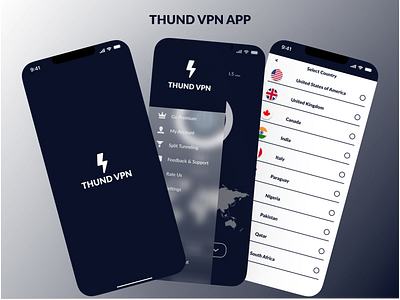 Thund Vpn App figma glassmorphism mobile app mobile ui ui uiux vpn