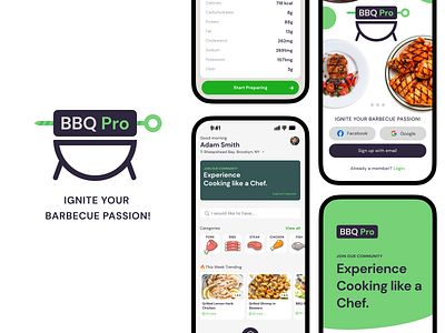 BBQ Food Recipe Mobile App app bbq branding design figma food graphic design logo mobile recipe typography ui