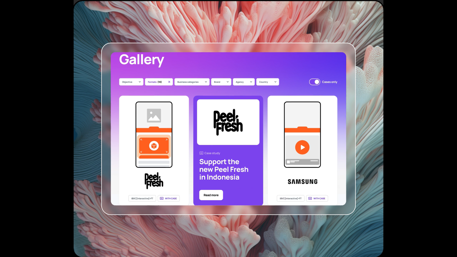 ADBRO: Creative Sample Set for Online Marketing Platform abstract b2b blender cases formats gallery marketing motion page programmatic ui ux webdesign