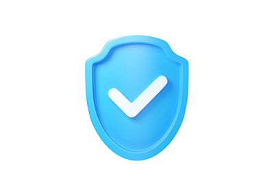 Security 3d blender blue check checkmark cycles graphic design icon illustration logo minimal ok safe safety save security shield ui