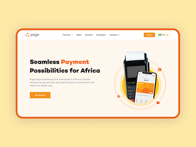 Paga Landing Page (Hero Section) design fintech illustration landingpagedesign paga productdesign redesign ui uxdesign