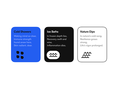 Cards for Cold Habits app bath brand branding card cold cold exposure design feature habits mobile shower ui
