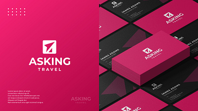 Asking Travel Logo Design & Business Card america app branding design destination dubai graphic design guide illustration location logo newyork plane qatar travel ui us ux vector ways