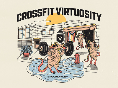 Summer Rats! branding brooklyn building crossfit exercise graphic design hydrant illustration illustrator nyc pride rat rats summer sunset tough typography weight lift