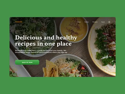 VEGLIFE - Day 13 30daysofweb delicious design design challenge desktop figma food green healthy recipe salat table ui vegan vegetarian web