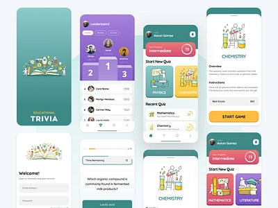 Trivia Quiz App app colors design leaderboarad maths physics quiz trivia ui uiux ux