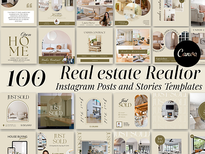 100 Real Estate Instagram Post and Story Templates graphic design