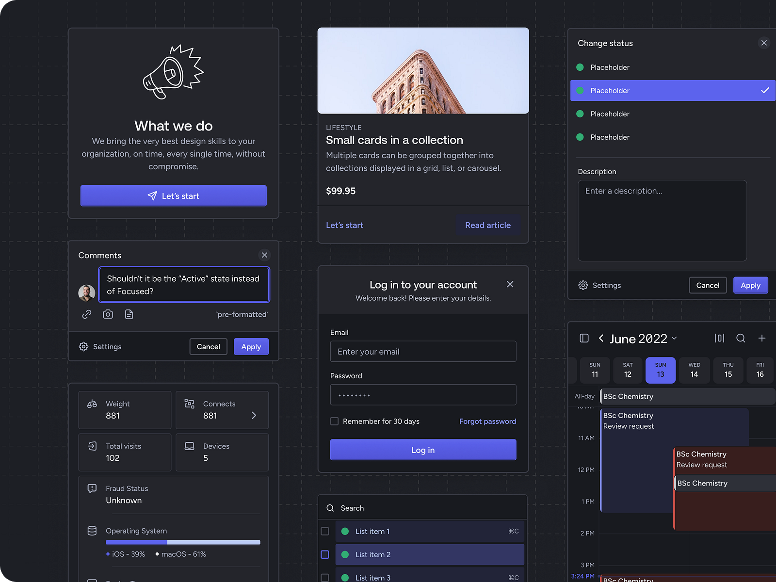 Dark Theme Design System Components by Vytas Bu for Outframe on Dribbble