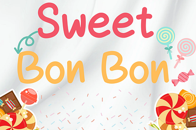 Sweet Bon Bon birthday font cloth bag font handwritten font illustration mug font