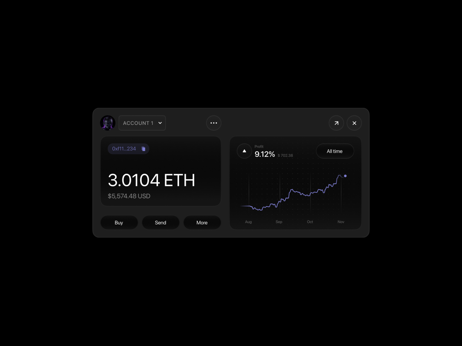 Crypto wallet desktop widget by Taras Donchenko on Dribbble