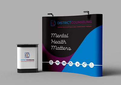 Curved Tradeshow Display for District Counseling brain brand branding counseling design display graphic design mental health mind psychiatry tradeshow vector