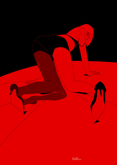 Late Nights abstract composition design girl illustration heels illustration laconic late night show late nights lines minimal nauthy poster red redlights sexy sexy woman stockings woman woman illustration