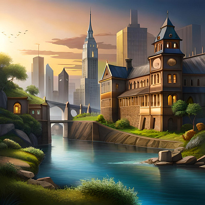 Mysterious city 7 3d art color design digital illustration painting